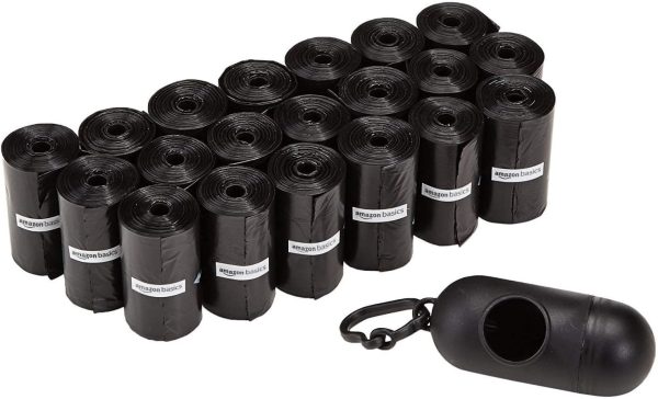 Amazon Basics bolsas para excrementos de perro con dispensador y clip reseña